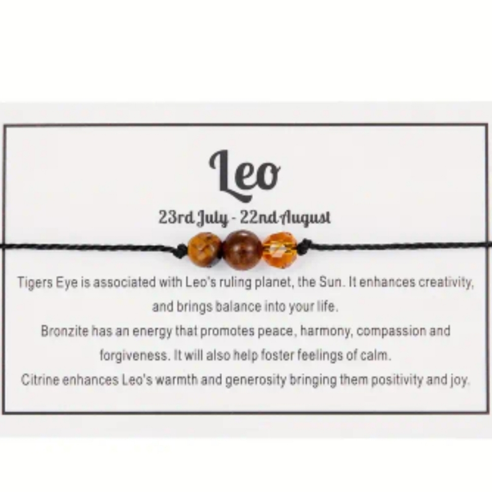 NWT! Leo ♌️ Natural Faceted Stone Handmade Braided Beaded Bracelet NEW